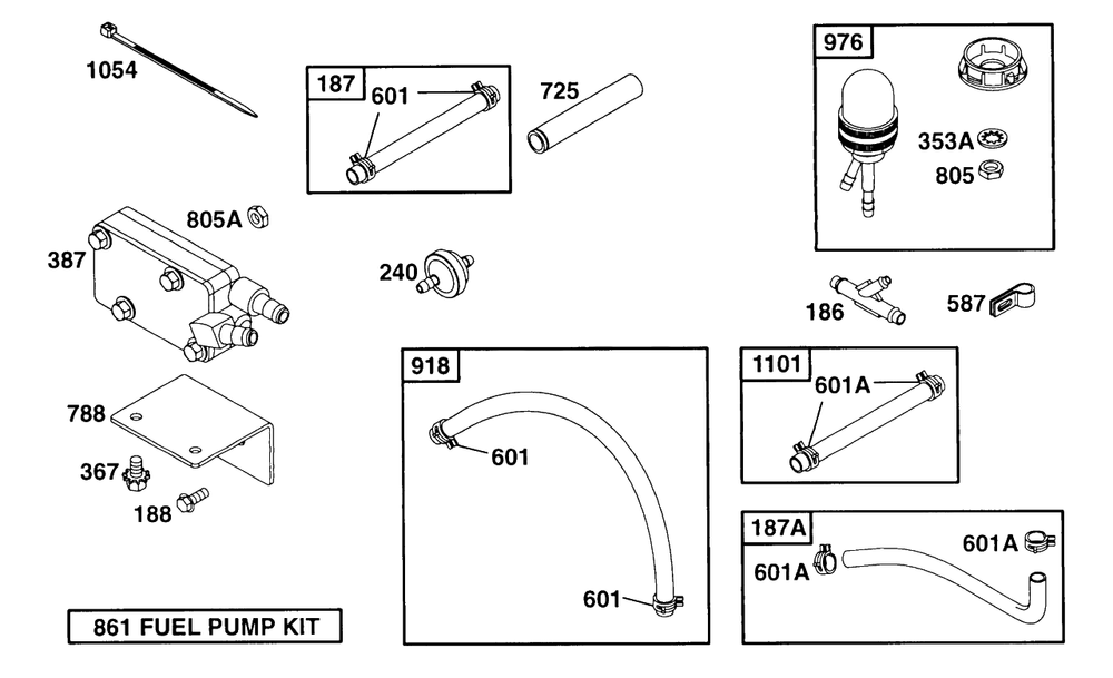 Fuel Pump Grp Diagram and Parts List for 252412-0728-XX  Briggs and Stratton Engine